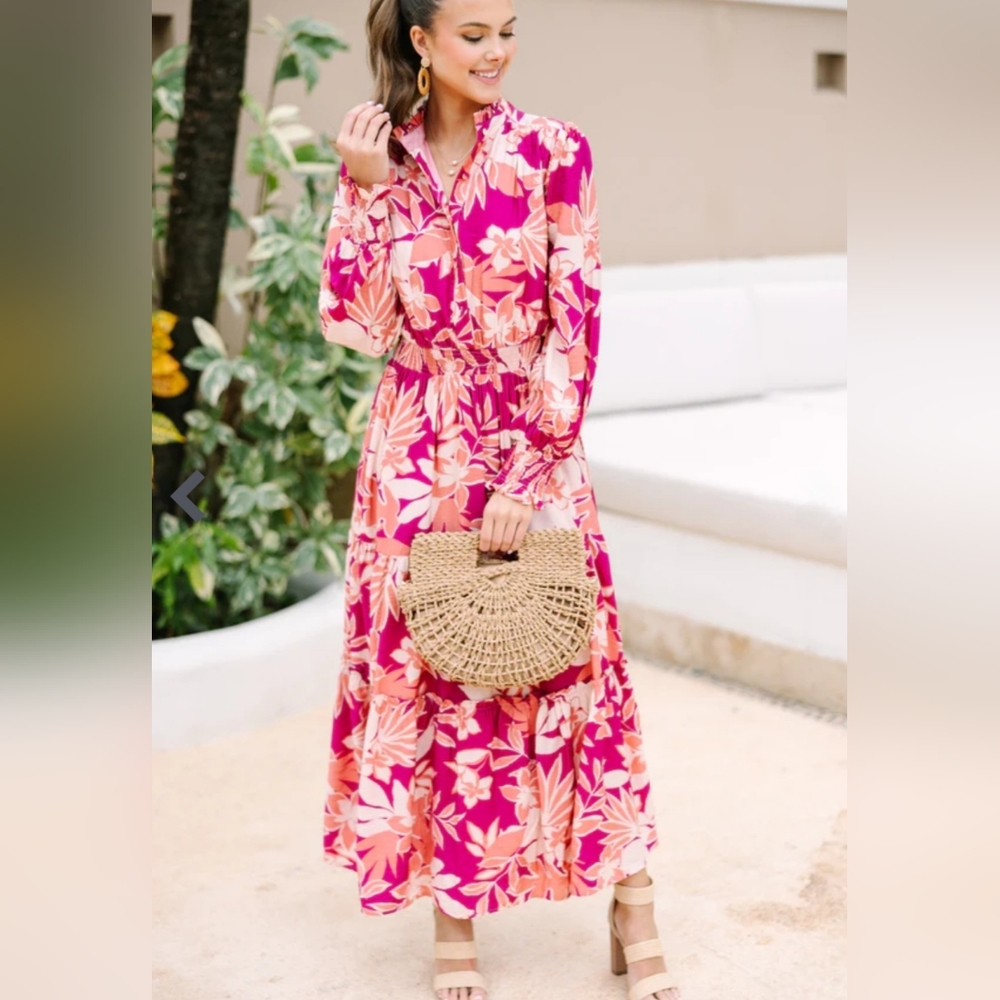 🪷Fate🪷 - Magenta Pink Floral "Get What You Love" Maxi Dress